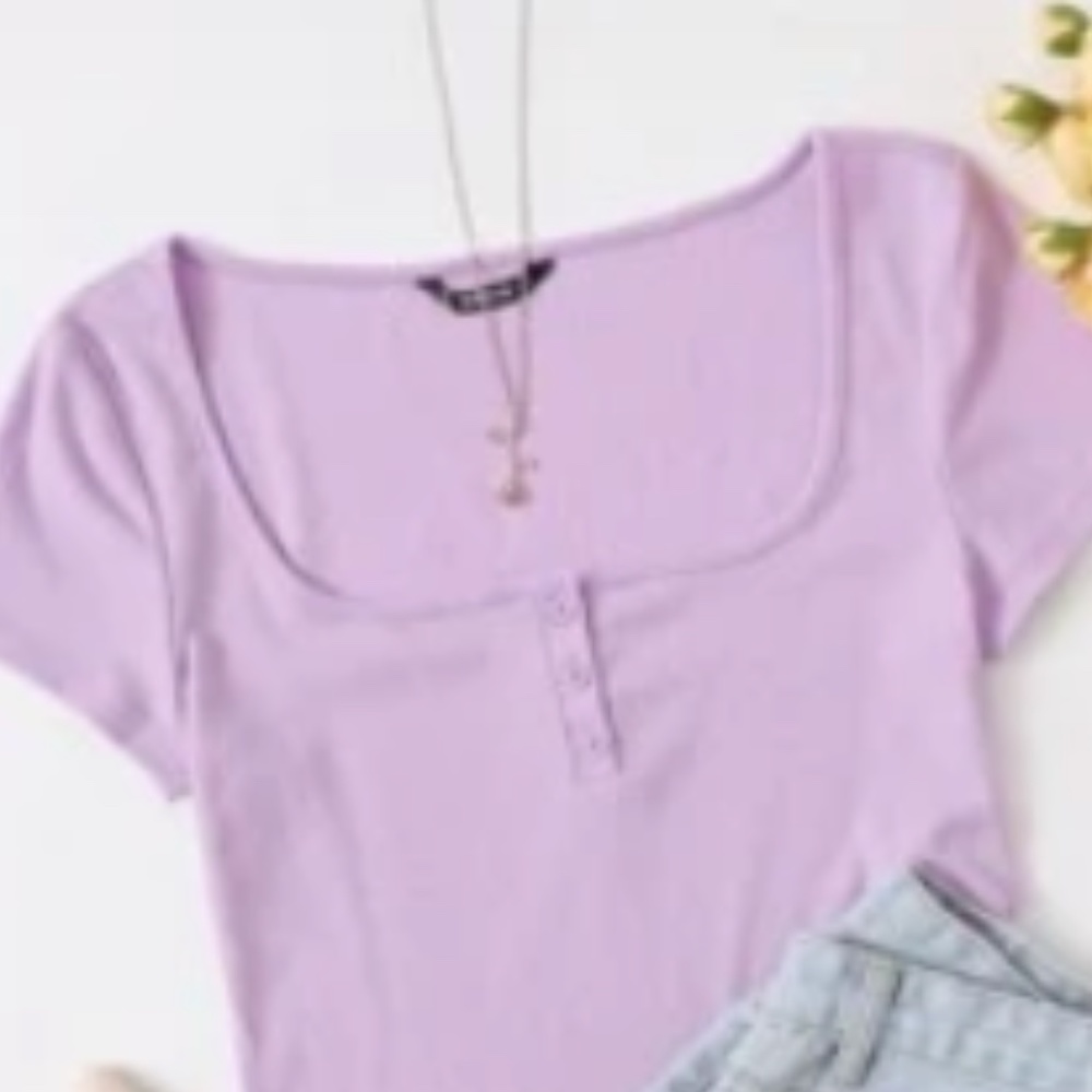 Button Rib-Knit Crop Top